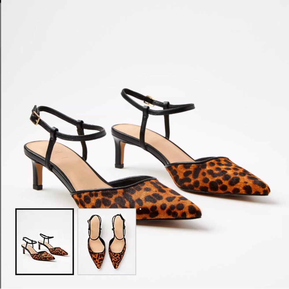 LOFT Leopard Print Haircalf Ankle Strap Heels - Picture 7 of 7